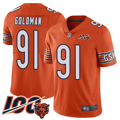 Chicago Bears Limited Orange Men Eddie Goldman Alternate Jersey NFL Football 91 100th Season